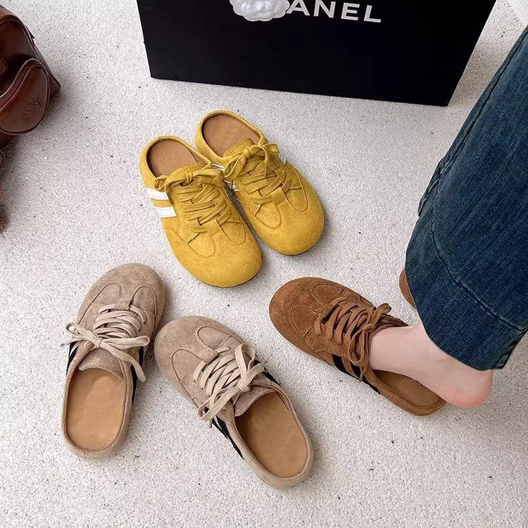 Тапочки в стиле ретро с сумкой на голове, женские, носят одну педаль, толстая подошва, ленивый человек увеличивает рост, повседневная обувь для моральной подготовки, новинка весны и лета 2025 года