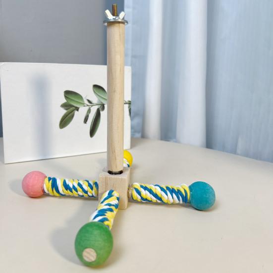 Parrot Stand Perch Toy Interactive 360 Degree Rotation Spinning Parakeet Toy Wooden Exercise Wheel Cockatiel Enrichment Toy Birdcage Accessories