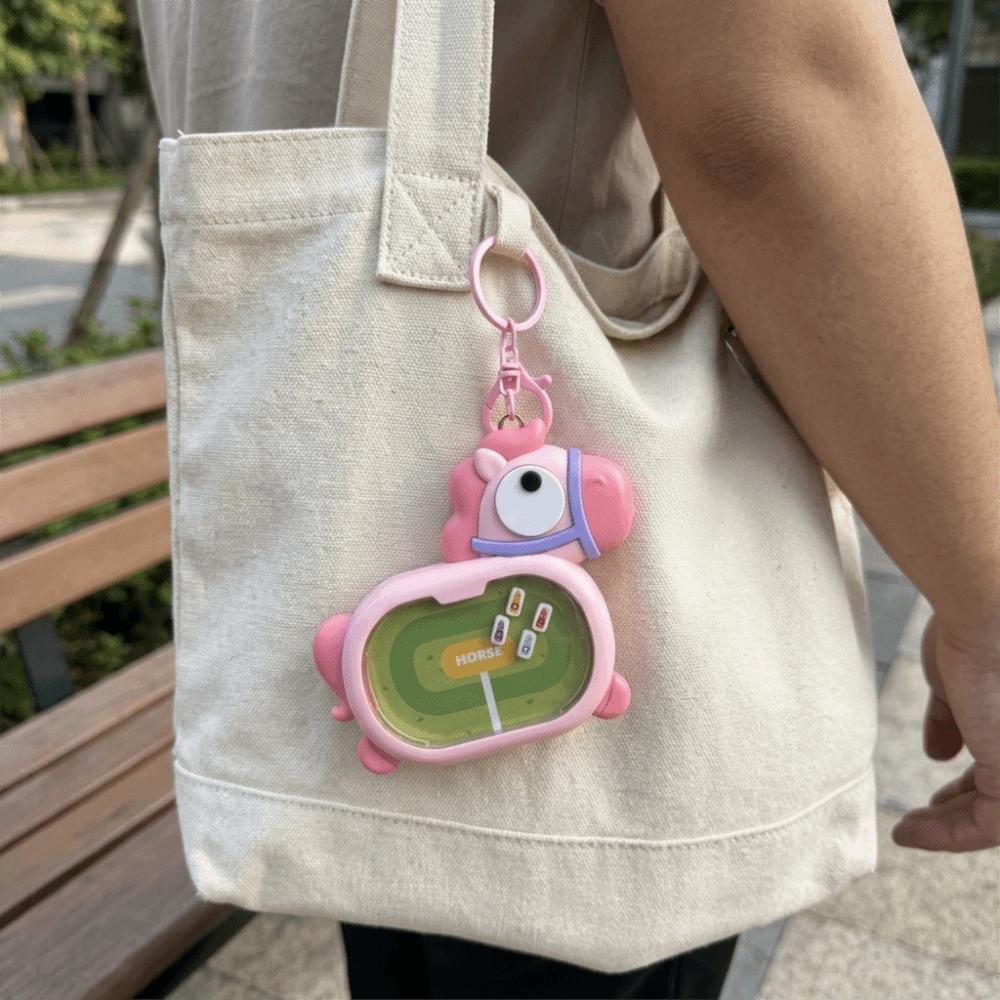 Plastic Magnetic Horse-Racing Keychain Cartoon Backpack Charm Novelty Keychain School Bag Ornament