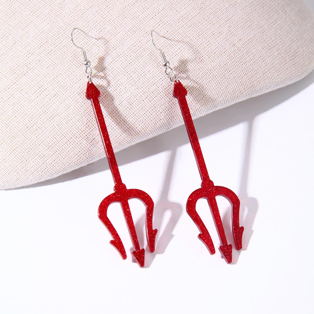 1 пара серег-дьяволят, серьги на Хэллоуин, висячие красные дьявольские аксессуары для женщин