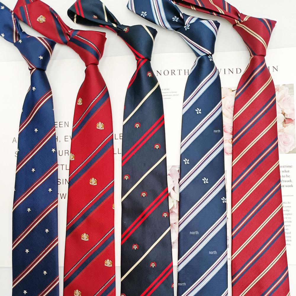 Галстук ручной работы JK Uniform Tie для мальчиков и девочек - 7 см полосатый жаккардовый модный аксессуар