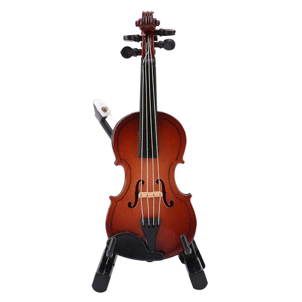With Stand Case Mini Musical Instrument Wooden Collectible Figurines  Display Accessory