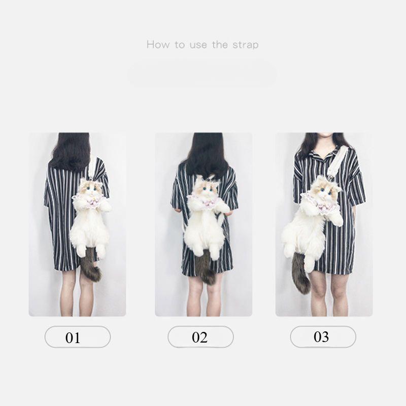 Супер реалистичный рюкзак с тремя цветками и кошкой, ручная работа, симпатичная плюшевая кукла-кошка, сумка для покупок, дорожная косметичка, подарок на день рождения