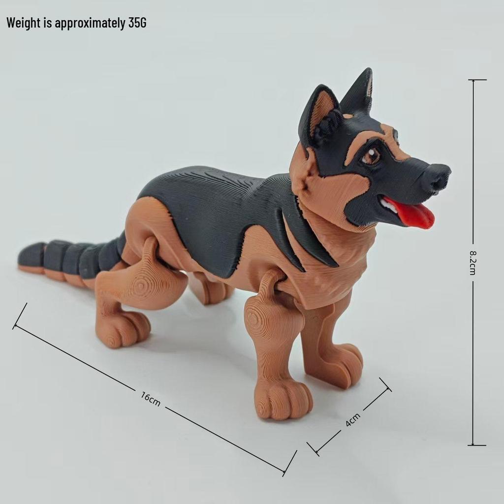 3D-печатная модель щенка немецкой овчарки, подвижная игрушка – Реалистичный подарок-питомец на рабочий стол