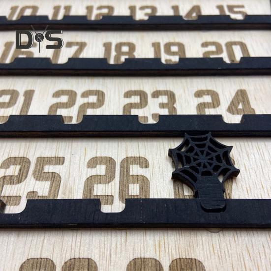 Halloween Advent Calendar Wooden Countdown To Halloween Ornament with Movable Pumpkin Block for Home Decor