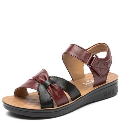 Модные женские летние сандалии, мягкие повседневные женские туфли на плоской подошве, нескользящие, пляжные женские сандалии для людей среднего и пожилого возраста, обувь на низком каблуке