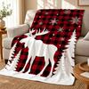 Red Plaid Winter Pack Throw 240g Flannel Blanket, Suitable for Sofas, Beds, Offices, Exquisite Gift Blankets