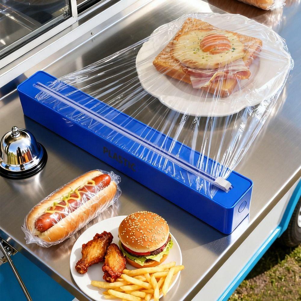 Solid Color Magnetic Cling Film Cutting Box with Slide Cutter Plastic Wrap Dispenser Refrigerator