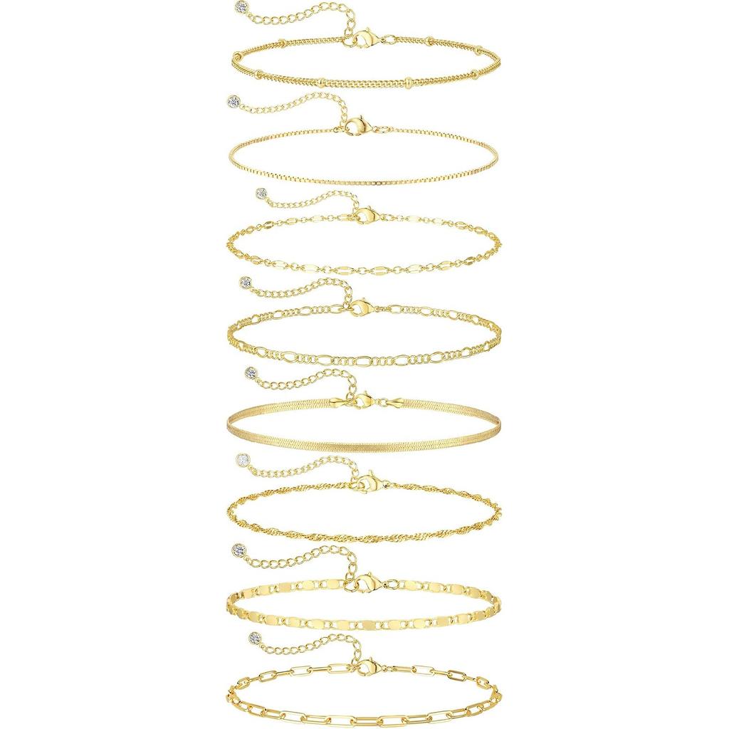 BERISO Gold Bracelets for Women, Elegant Adjustable 14K Gold Plated Bracelet for Women, Trendy Minimalist Dainty Gold Bracelet for Everyday Wear