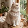Cartoon Knitted Collar Lace Floral Bows Pet Bib Cute Cat Clothes  Cat Accessories