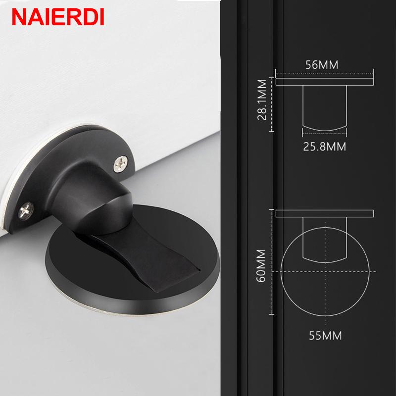 NAIERDI Магнитные дверные упоры Дверной стопор из нержавеющей стали 304 Скрытые дверные держатели