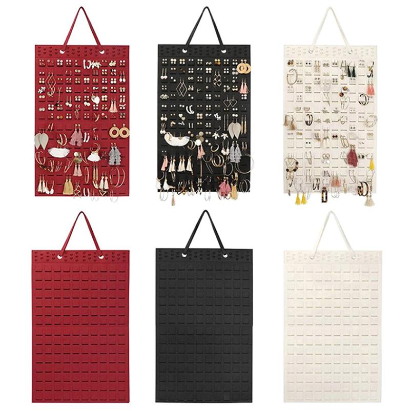 Wall Mounted Jewelry Display Organizer Bag Vertical Earring Necklace Bracelet