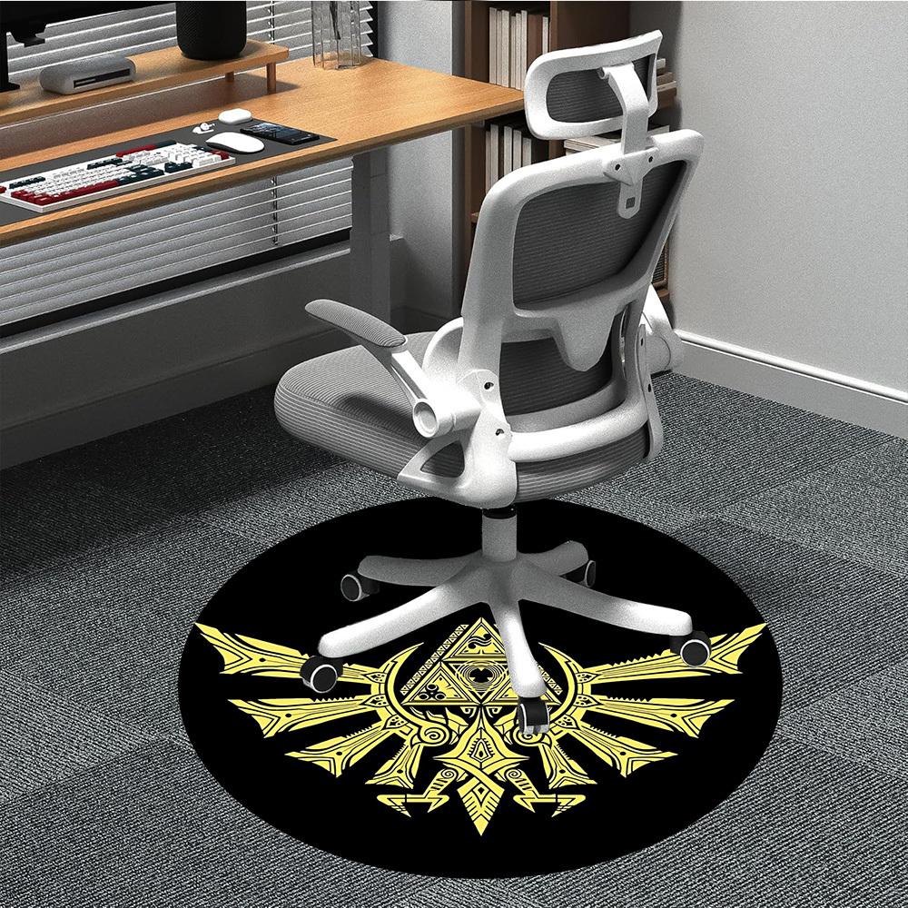 1PC Hyrule Crest Office Round Rug, Non-slip, Soft and Durable Office Rug for Interior Decoration, Perfect for Office yy250915066