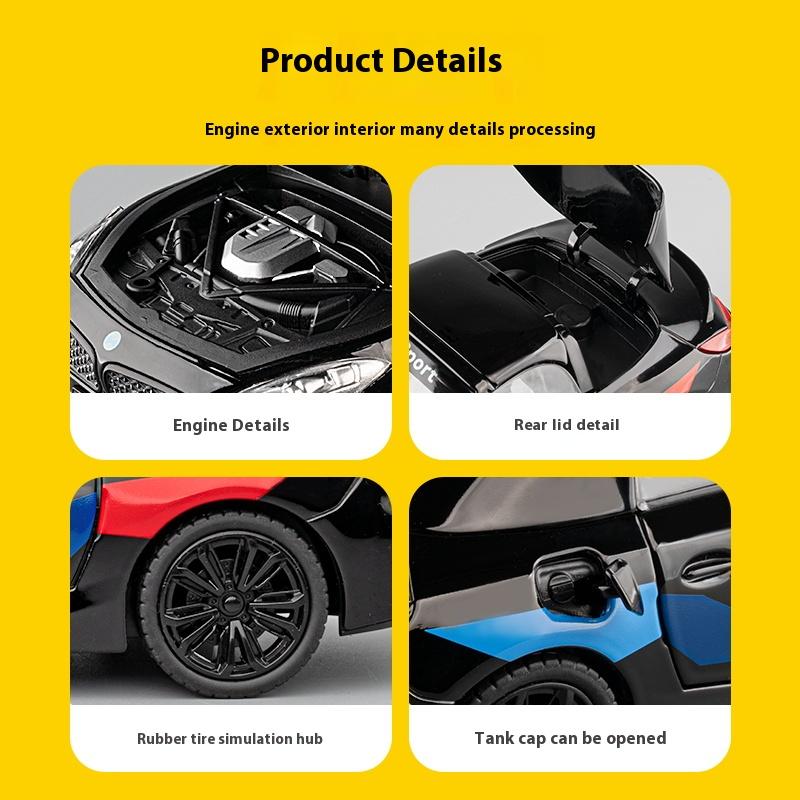1/22 BMW Z4 M40I Кабриолет Купе Суперкар Литая модель Металлическая коллекция автомобилей Хобби Имитированное украшение Подарок на день рождения Парню