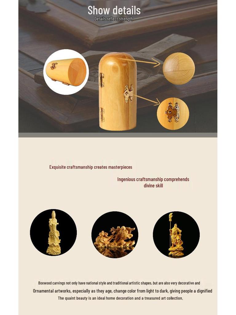 Boxwood Buddha Carving: Three-Panel Wooden Handicraft Ornament - Western Three Saints Decor