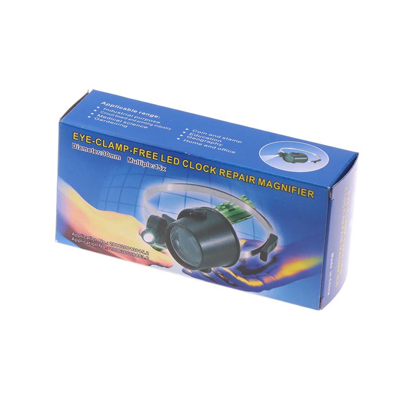 Наголовная 15-кратная ремонтная лупа со светодиодной лампой, регулируемая лупа для ремонта часов, ювелирных изделий, аксессуары для инструментов часовщика