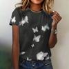 Летний топ с круглым вырезом и 3D-принтом в виде бабочек, модная повседневная женская футболка с короткими рукавами