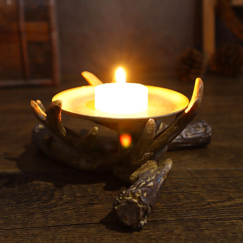 1 Antler Candle Holder Resin Ornament, Rustic and Elegant Design, Perfect for Home Decor, Table Centerpiece