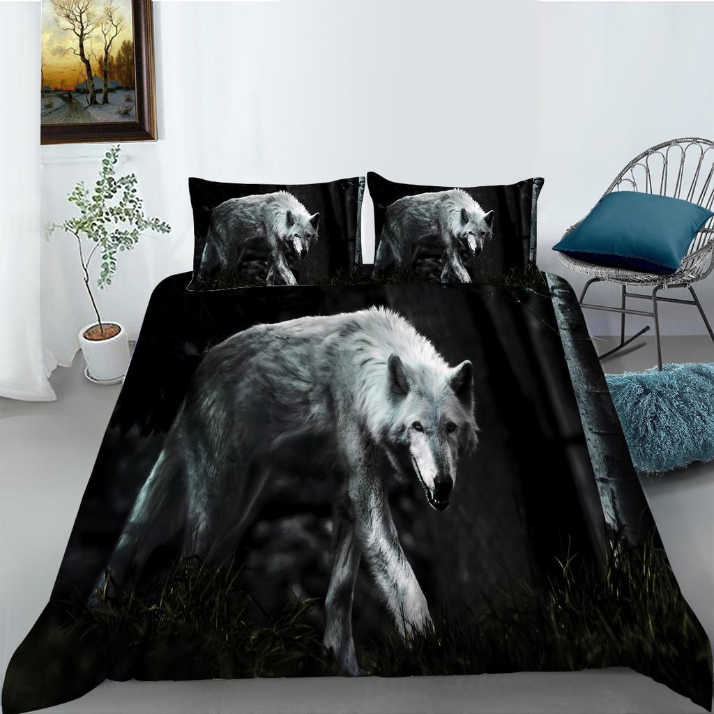 Wolf Digital Printing Quilt Cover Pillowcase Two Three Piece Set Polyester