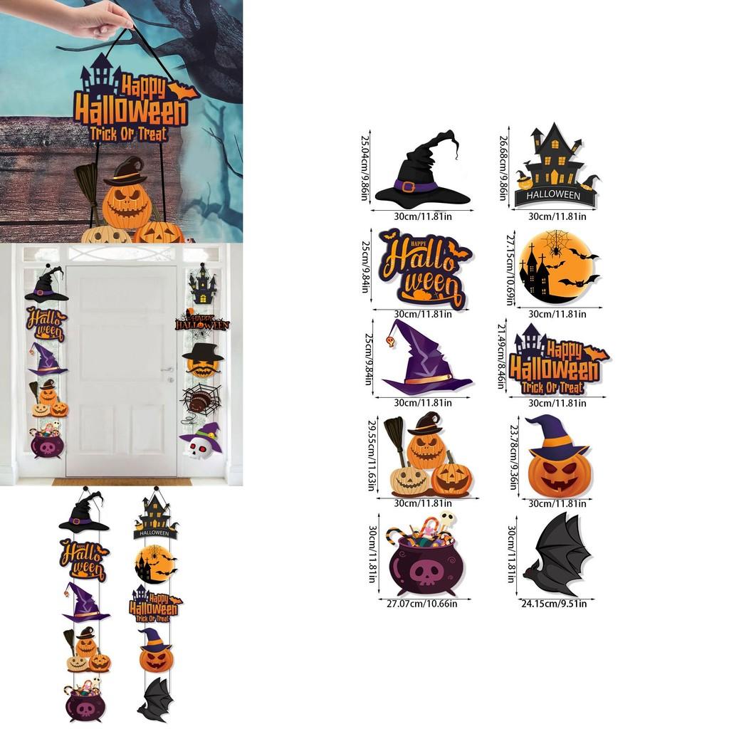 Halloween Door Hanging Decor With Pumpkin And Bat Paper Scene Setter For Party Celebrations