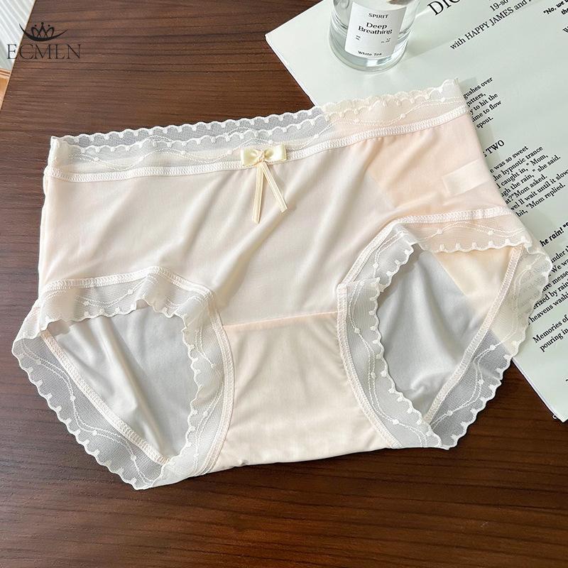 Summer Ice Silk Underwear Panties for Women Mid-waist Bowknot Breathable Ultra-thin Sexy Briefs Underpants Knickers