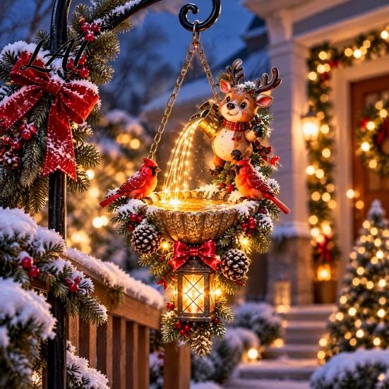 Fairy Tale Style Party Supplies Christmas Garden Lantern Magic Pouring Light Hanging Ornament LED Warm Indoor Home Holiday Ornament Glow,