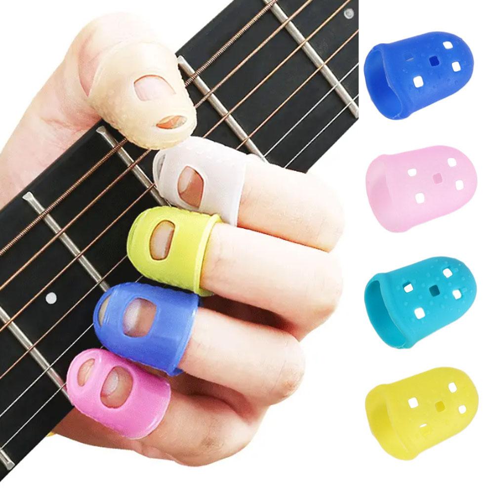 4pcs/set Rubber Thimble Silicone Finger Guards Non-Slip Guitar Fingertip Protectors Simple   Unisex