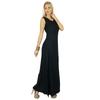 Bimba Women Black Maxi Dress Beaded Neck Sleeveless Gown & Front Slits