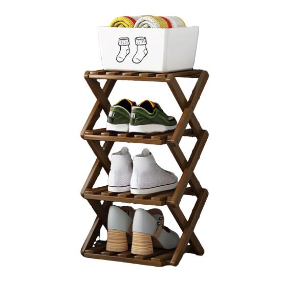 Многоуровневая складная бамбуковая полка для обуви без сборки, узкая, экономичная, для прихожей, кладовки, общежития
