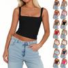 Women's Fashion Sleeveless Square Neck Sexy Slim Vest Solid Color Pullover Top