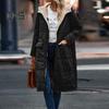 Women Winter Splicing Long Coat Hooded Long Sleeve Fleece Lining Outwear Zipper Placket Pockets Double Sided Wear Long Down Jacket