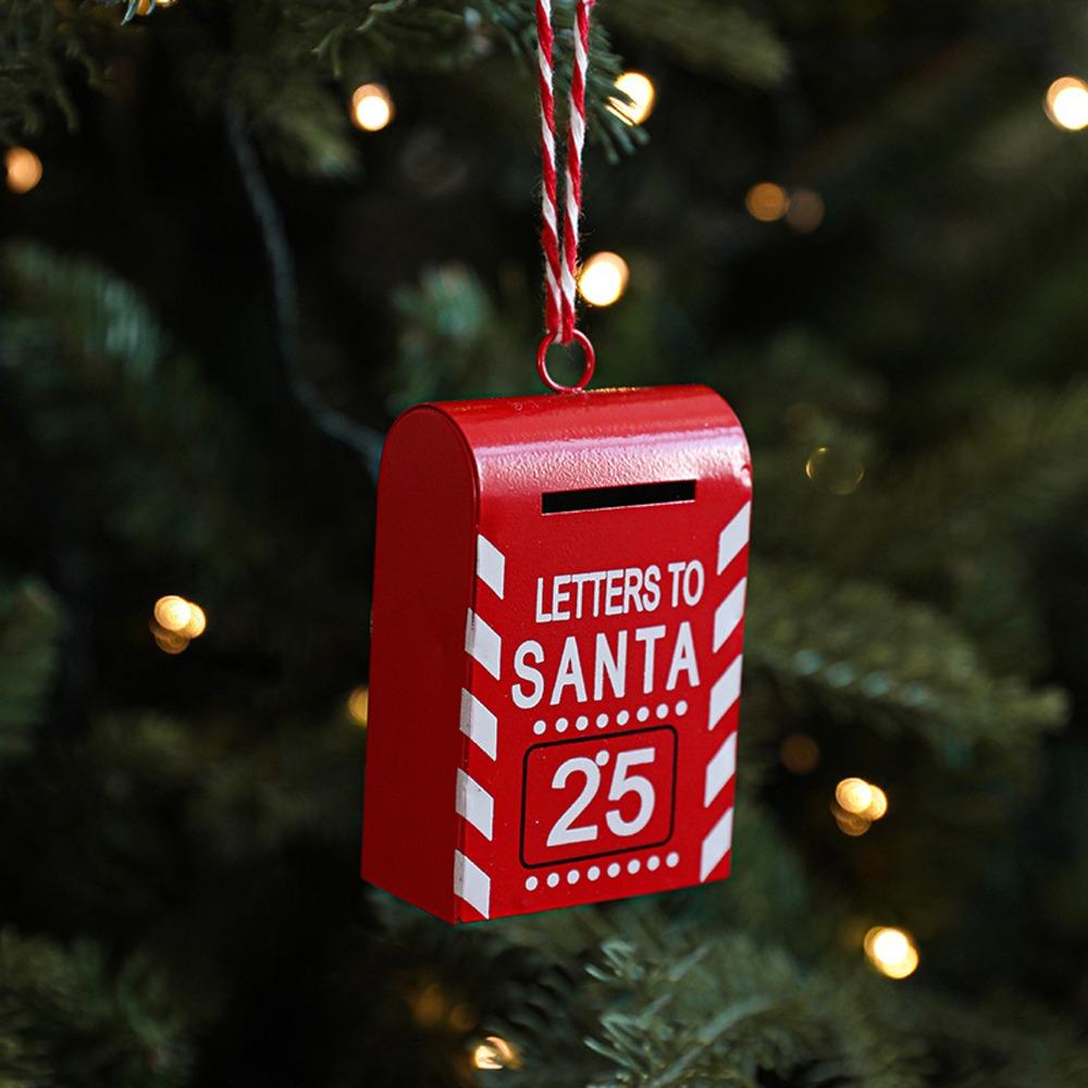 Cartoon Red Mailbox Hanging Ornament Elk Snowman Christmas Mailbox Decoration  Home Xmas Decor