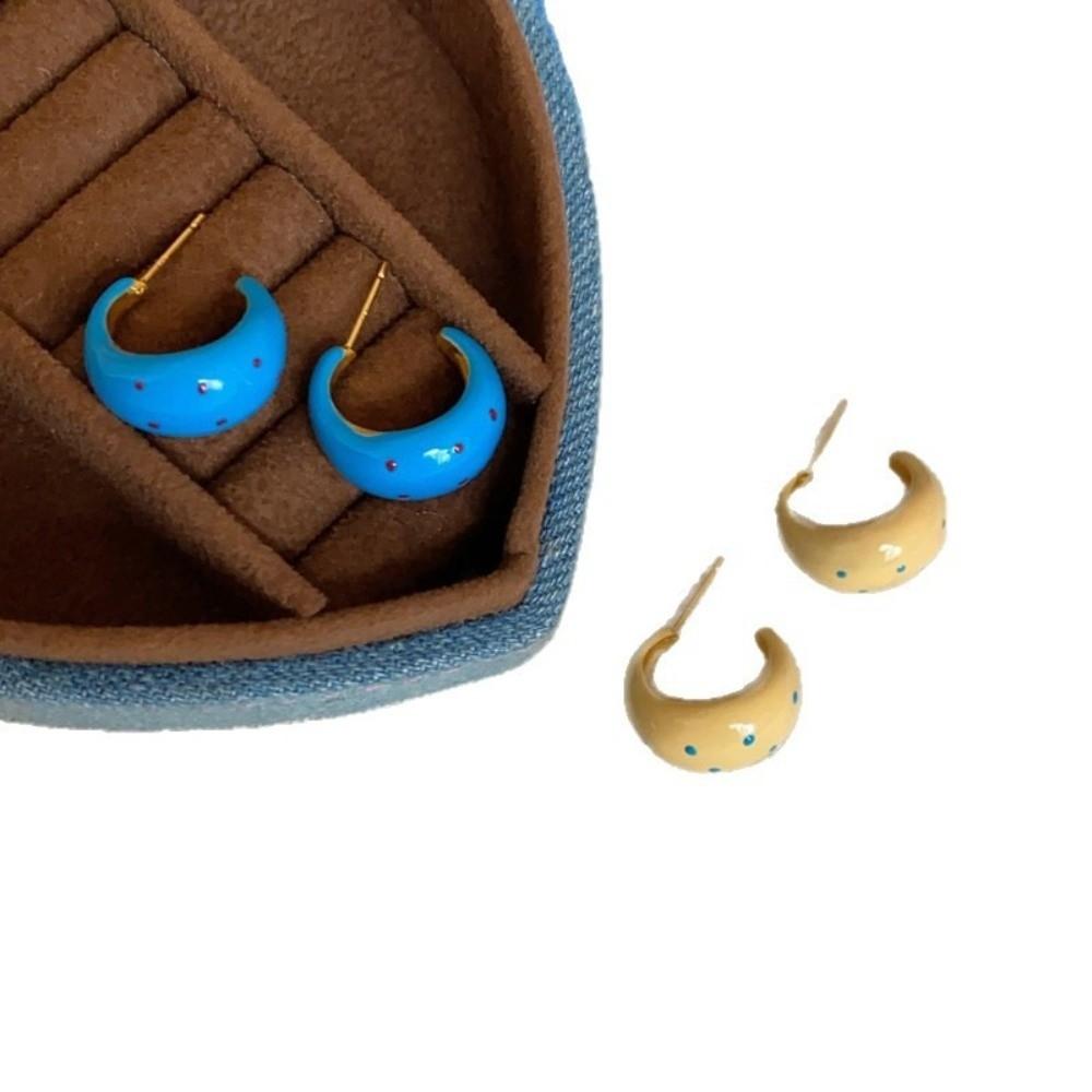 Red Blue Dot Polka Dot Earrings Alloy Material Geometric Earrings for Women Jewelry