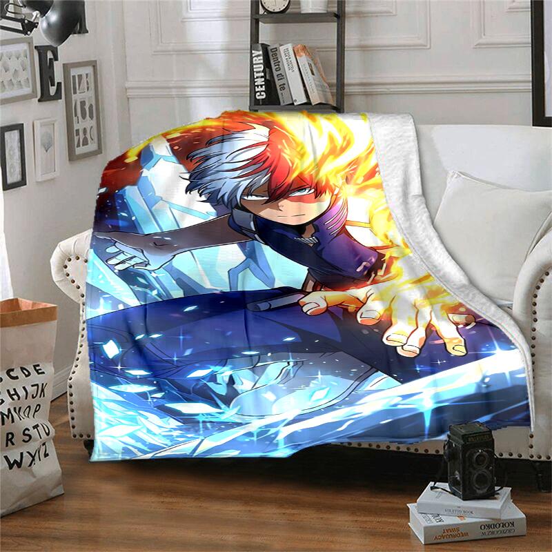 Todoroki Flannel Blanket Soft Warm All-Season Throw, Design for Camping, Car Travel, Hiking Sofa, Bed, Office Perfect Gift for Parties