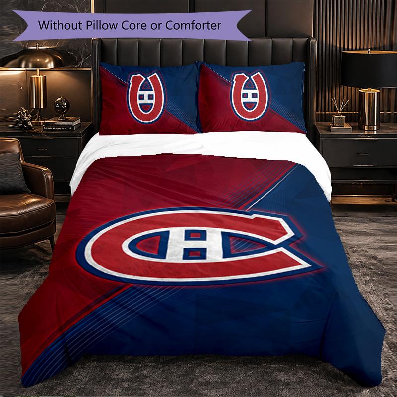 Montreal Canadiens Pattern Microfiber 3Pcs Bedding Set Decor Duvet Cover Set For Bedroom Home Use