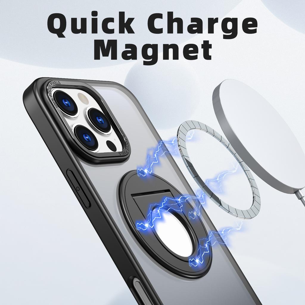 For iPhone 16 Pro Clear Back Case Compatible with MagSafe TPU+PC Kickstand Phone Cover