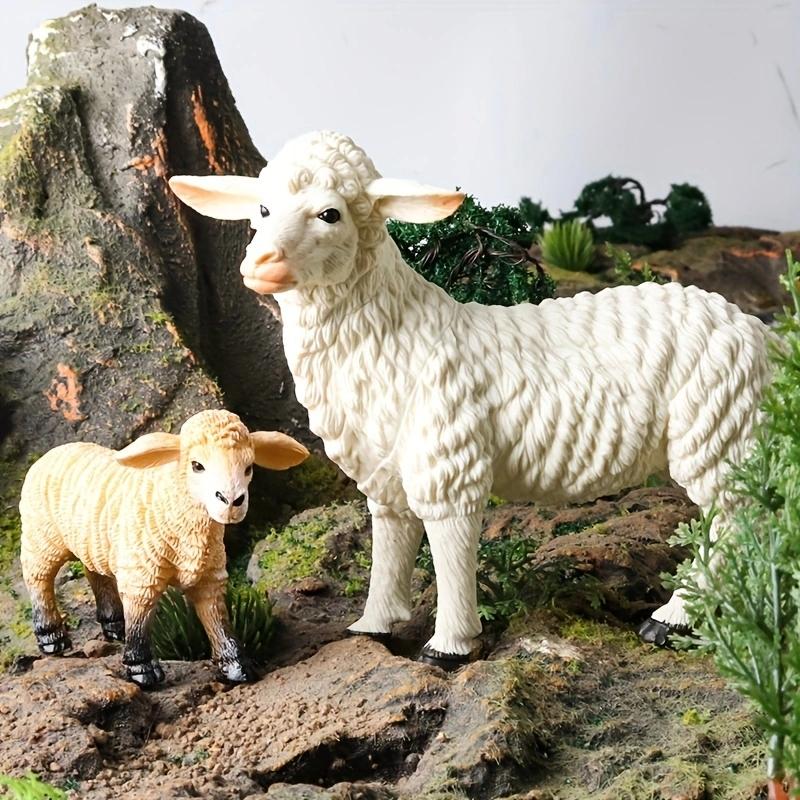 Oenux Набор из 2 больших моделей домашних животных: лошадь, корова, свинья, овца, коза, осел. Фигурки из ПВХ, образовательные, милые, детские игрушки, подарок