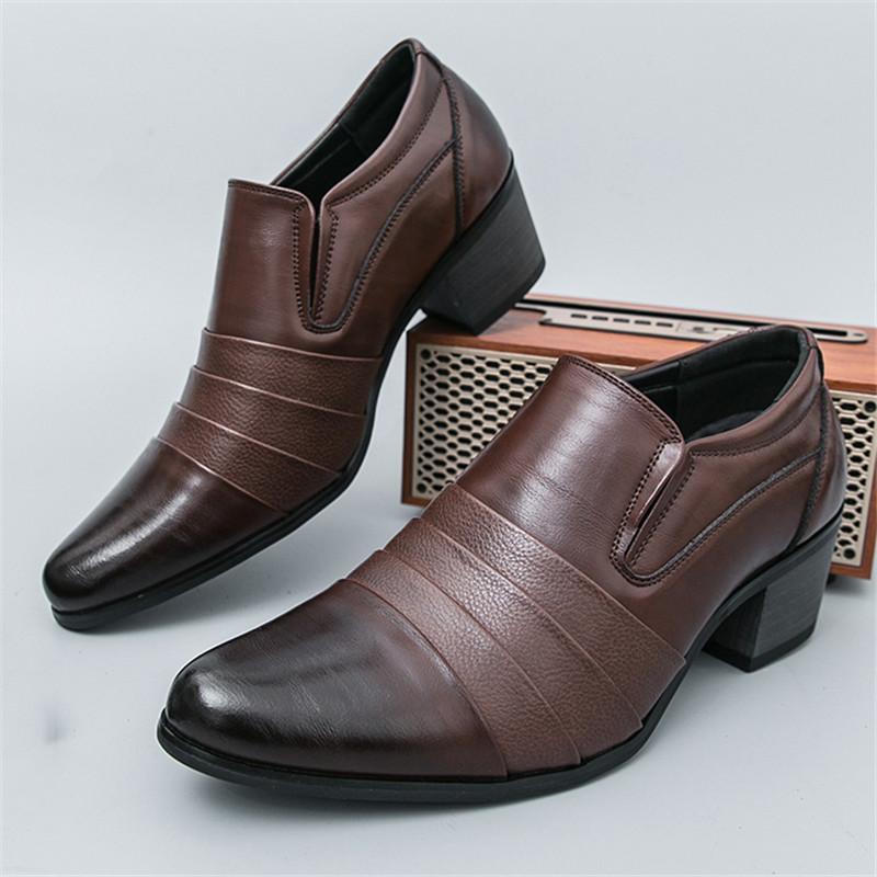 Дизайнерская мужская обувь на высоком каблуке, британские туфли-лифты для бизнеса, свадебной вечеринки, мужские лоферы, обувь, увеличивающие лоферы