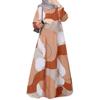 2025 Long Sleeve Round Neck Printed Robe - Middle Eastern Muslim Malay Dress