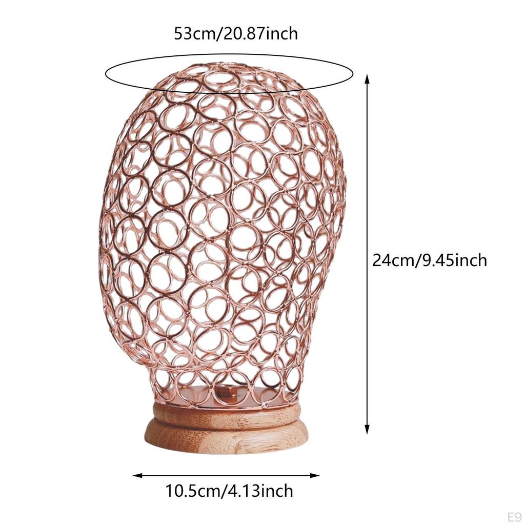 Hat Display Stand, Metal Hollow Mannequin Head with Wooden Base Wig Holder Stand for Caps,