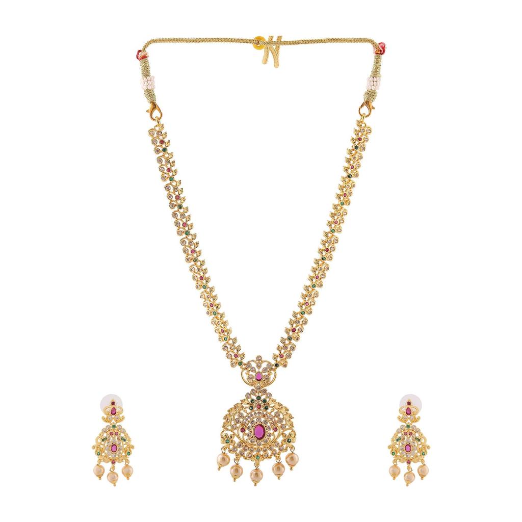 Восхитительное свадебное колье Estele с жемчугом и цветными камнями для женщин