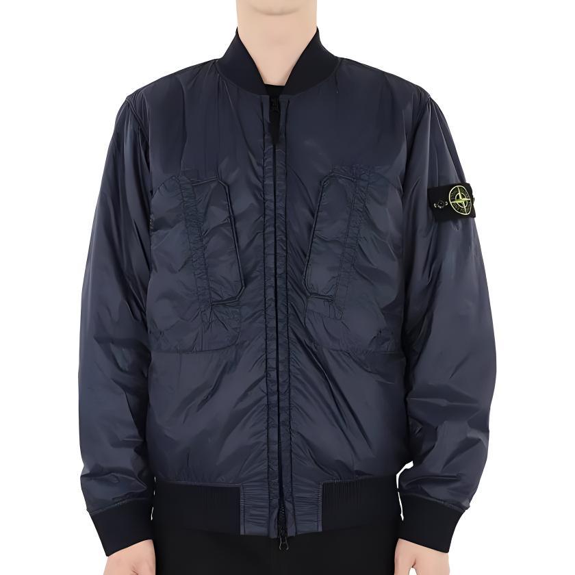 STONE ISLAND Мужская куртка с длинным рукавом на молнии, однотонная, с нашивкой-логотипом, SS23, цвет: Полуночно-синий, 781542125-V0020