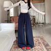 Women Retro High-waisted Drawstring Straight Sports Sweatpants 2025 Spring New Loose Thin Casual Wide-legged Drag Pants