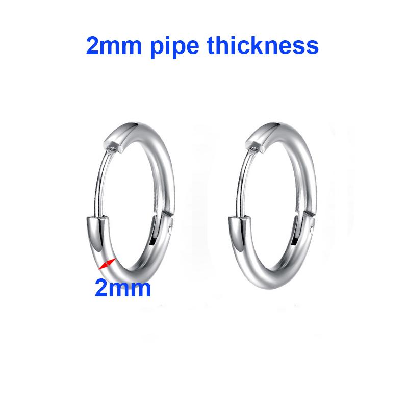 Titanium Steel 2/2.5mm Pipe Thickness Multi Size Round Hoop Earrings For Men Classic Jewelry of Accessories