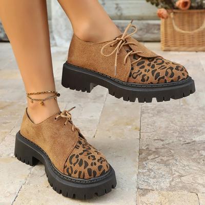 Классические туфли-лодочки на шнуровке из искусственной замши, женские винтажные туфли смешанных цветов на среднем каблуке, женские лоферы большого размера