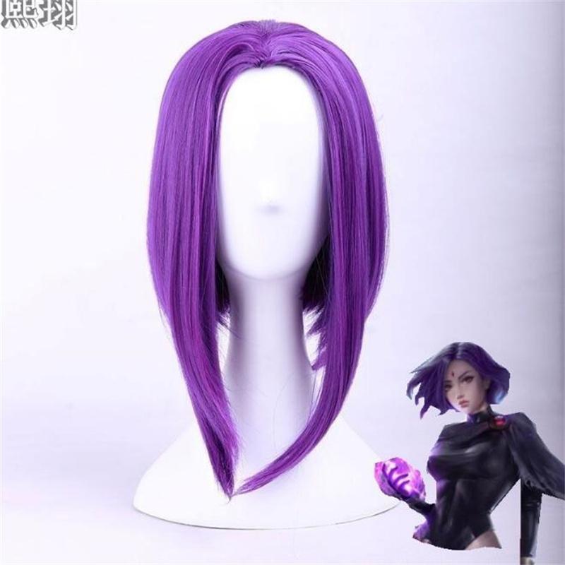 Высококачественные парики для косплея аниме Raven, фиолетовые короткие термостойкие синтетические волосы, парик для косплея Perucas + шапочка для парика