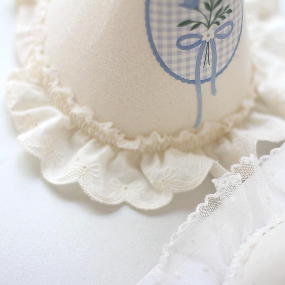 Lace Birthday White Hat Princess Style Flower Blue Hat Cute Wool Ball Cap  Birthday