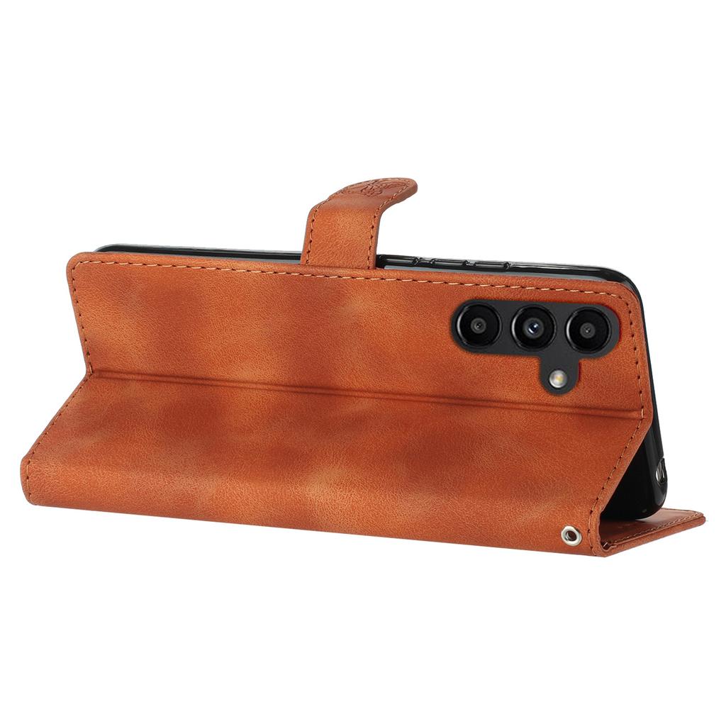 For Samsung Galaxy A15 5G Case Slim-Fit Leather Imprinted Flower Phone Cover with Stand and Wallet