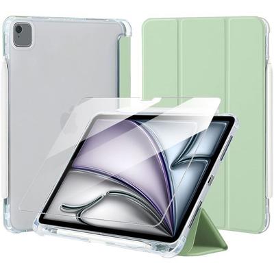 Чехол + Закаленное стекло для iPad Air 13 дюймов (M3 2025, M2 2024) Защита от царапин с держателем для стилуса - Зеленый