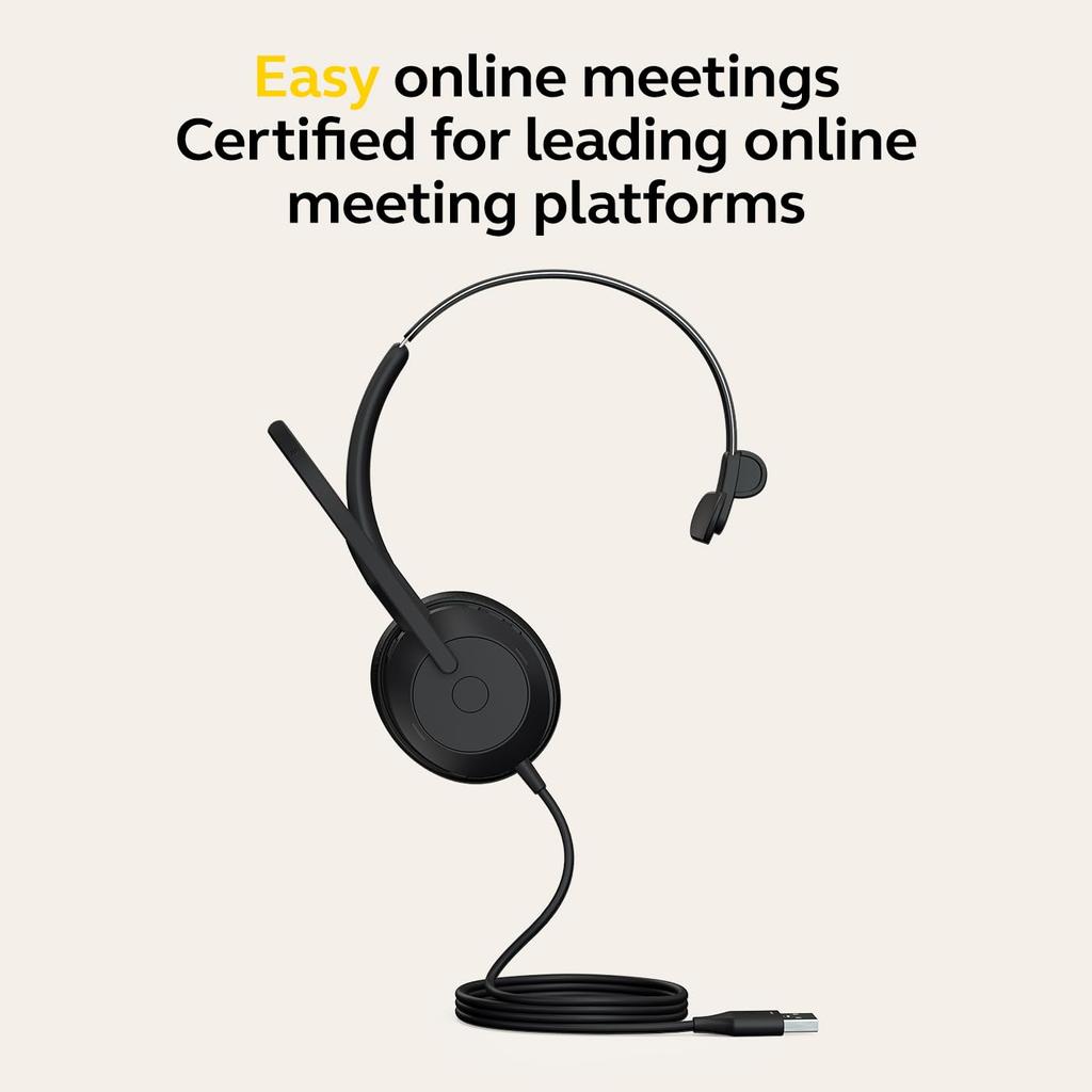 Jabra Evolve2 50 UC Моно Беспроводная одноушная гарнитура с шумоподавляющим микрофоном USB-подключение Bluetooth-подключение Мягкая кожаная подушка